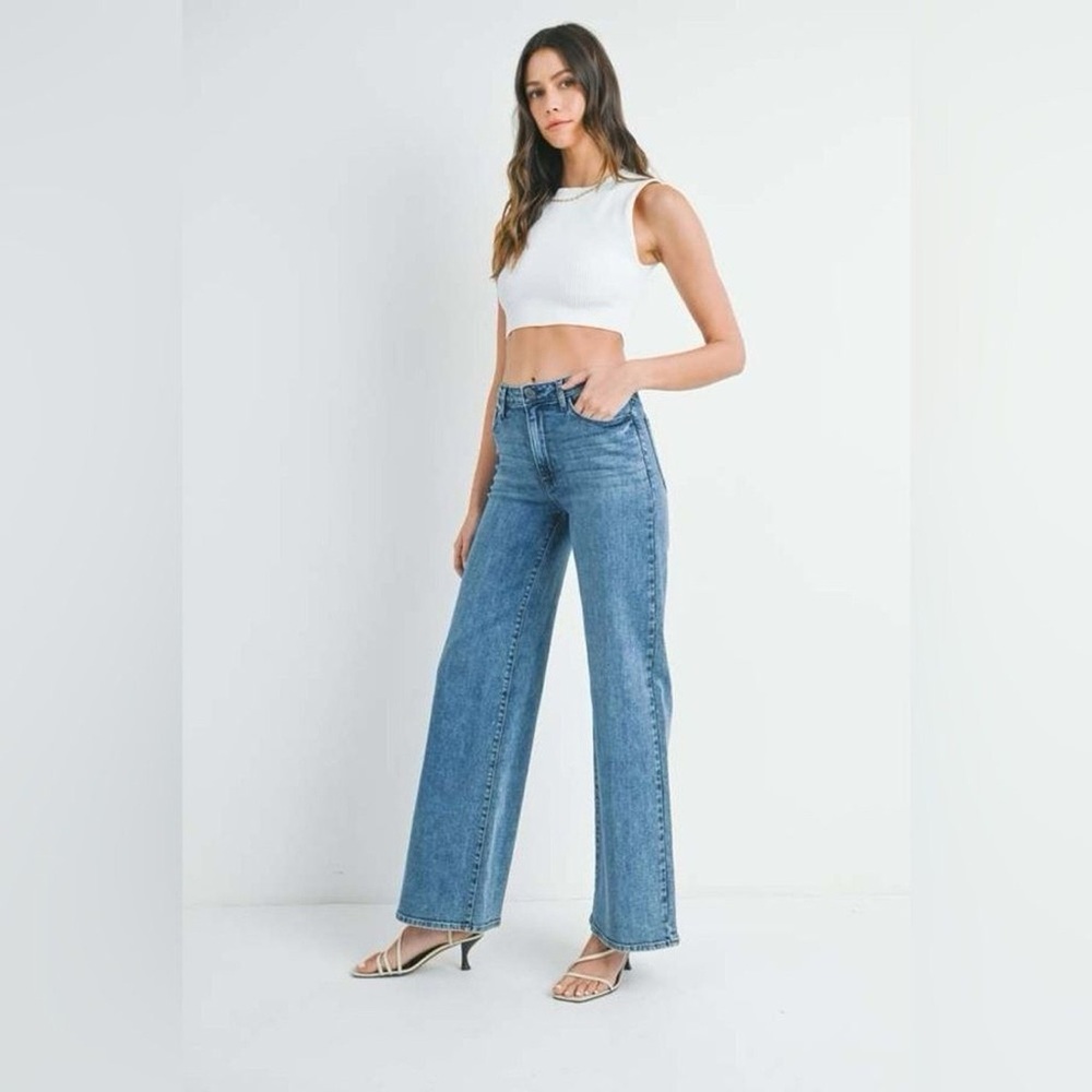 JBD Wide Legs Stretchy Classic Blue Women's Jeans in excellent condition Size 28 - Picture 2 of 15